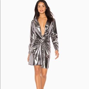 NWOT Flame and lust dress in silver lame lioness